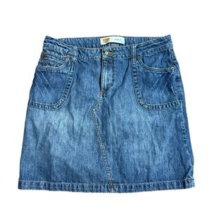 Vintage Y2K Classic Blue Denim‎ Mini Skirt Sz 13/14 90s aesthetic 100% cotton